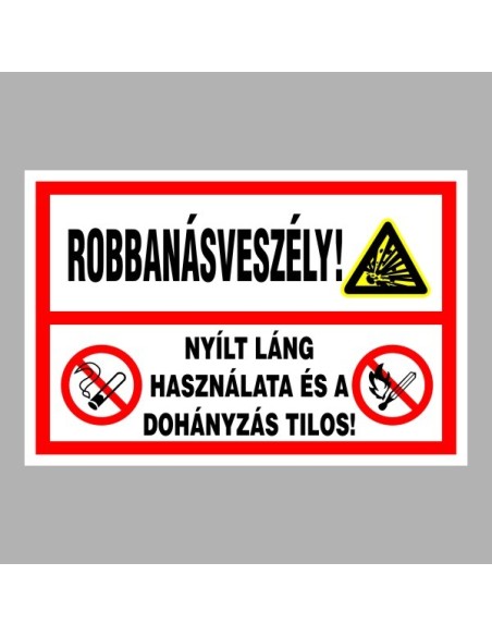 Tűzvédelmi matricák, táblák, jelek, piktogramok, - Tűzvédelmi táblák - Robbanásveszély!