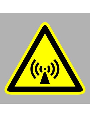 Nem ionizáló sugárzás figyelmeztető piktogram sárga háromszögben fekete szimbólummal