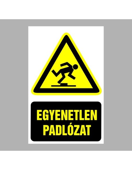 Figyelmeztető matricák, táblák, jelek, piktogramok - Piktogramok szöveggel - Egyenetlen padlózat!