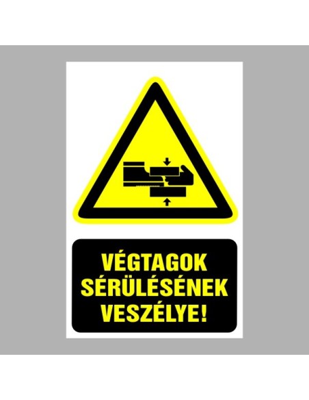 Figyelmeztető matricák, táblák, jelek, piktogramok - Piktogramok szöveggel - Végtagok sérülésének veszélye