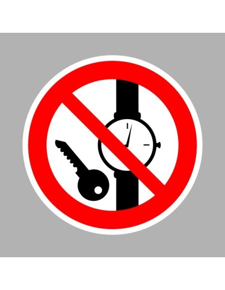 Tiltó matricák, táblák, jelek, piktogramok, - Piktogramok - Órával, fém tárggyal belépni tilos!