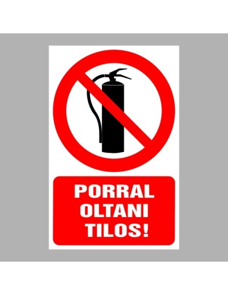 Tiltó matricák, táblák, jelek, piktogramok, - Piktogramok szöveggel - Porral oltani tilos!