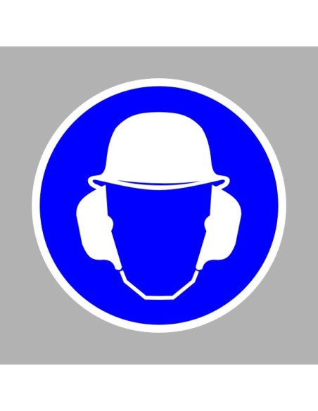 Rendelkező matricák, táblák, jelek, piktogramok, - Piktogramok - Védősisak és hallásvédő használata kötelező!