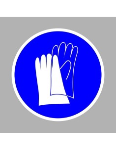 Kék kör alakú piktogram fehér védőkesztyű szimbólummal 2