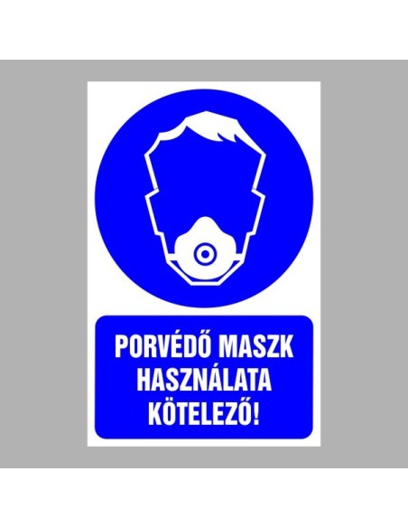 Rendelkező matricák, táblák, jelek, piktogramok, - Piktogramok szöveggel - Porvédő maszk használata kötelező!