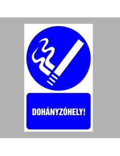 Dohányzóhely piktogram kék alapon fehér szöveggel 2
