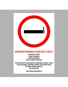 DOHÁNYZÁSRA KIJELÖLT HELY (4 nyelvű) 2