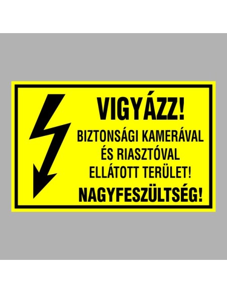 Villamossági, érintésvédelmi matricák, táblák, jelek, piktogramok - VIGYÁZZ! BIZTONSÁGI KAMERÁVAL ÉS RIASZTÓVAL  ELLÁTOTT TERÜLE