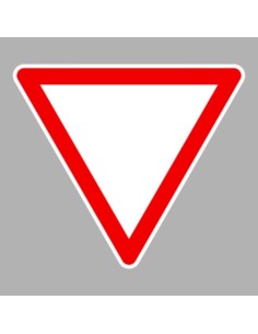 Elsőbbségadás kötelező háromszög alakú közúti jelzőtábla piros szegéllyel