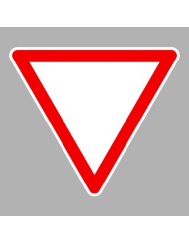 Elsőbbségadás kötelező háromszög alakú közúti jelzőtábla piros szegéllyel