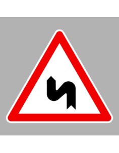 KRESZ tábla, Közúti jelzőtábla - "A" Veszélyt jelző táblák - Egymás utáni veszélyes útkanyarulatok balra
