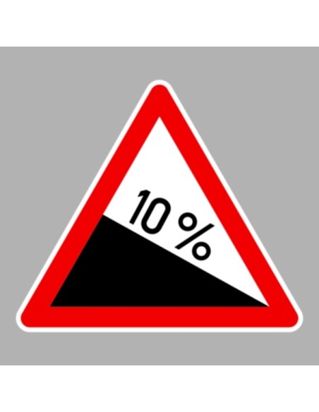 KRESZ tábla, Közúti jelzőtábla - "A" Veszélyt jelző táblák - Veszélyes lejtő (Adja meg a %-ot a lap alján)