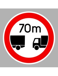 Tehergépkocsi követési távolság tilalmi jelzőtábla piros körrel