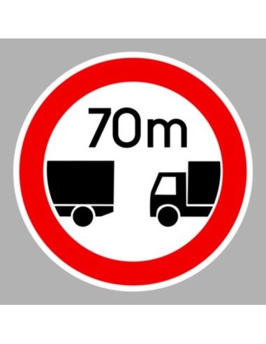 Tehergépkocsi követési távolság tilalmi jelzőtábla piros körrel