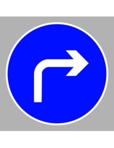 KRESZ tábla, Közúti jelzőtábla - "D" Utasítást adó jelzőtáblák - Kötelező haladási irány (megtört jobb)