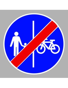 Gyalog- és kerékpárút vége osztott tábla, gyalogos balról