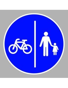 KRESZ tábla, Közúti jelzőtábla - "D" Utasítást adó jelzőtáblák - Gyalog- és kerékpárút (osztott, a gyalogos jobbról)