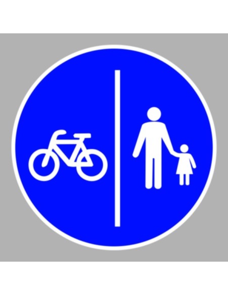 KRESZ tábla, Közúti jelzőtábla - "D" Utasítást adó jelzőtáblák - Gyalog- és kerékpárút (osztott, a gyalogos jobbról)