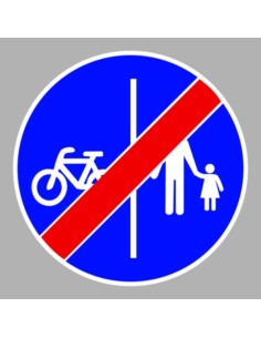 KRESZ tábla, Közúti jelzőtábla - "D" Utasítást adó jelzőtáblák - Gyalog- és kerékpárút vége (osztott, a gyalogos jobbról)