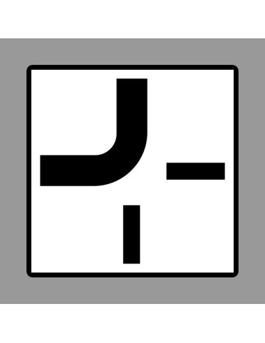 Elsőbbséggel rendelkező út vonalvezetése közúti jelzőtábla fekete-fehér szimbólummal