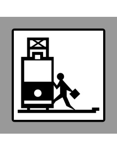 Járdasziget nélküli villamosmegálló fekete-fehér közúti jelzőtábla