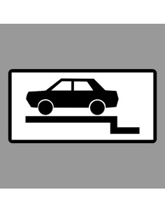 KRESZ tábla, Közúti jelzőtábla - "H" Kiegészítő jelzőtáblák - Járdán Várakozás Keresztben, Teljes Felállással (Bal)