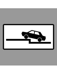 KRESZ tábla, Közúti jelzőtábla - "H" Kiegészítő jelzőtáblák - Járdán Várakozás Keresztben, Félig Felállással (Bal)