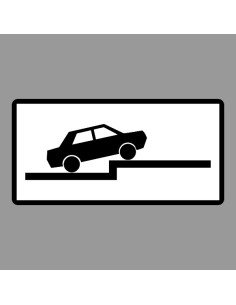 KRESZ tábla, Közúti jelzőtábla - "H" Kiegészítő jelzőtáblák - Járdán Várakozás Keresztben, Félig Felállással (Jobb)