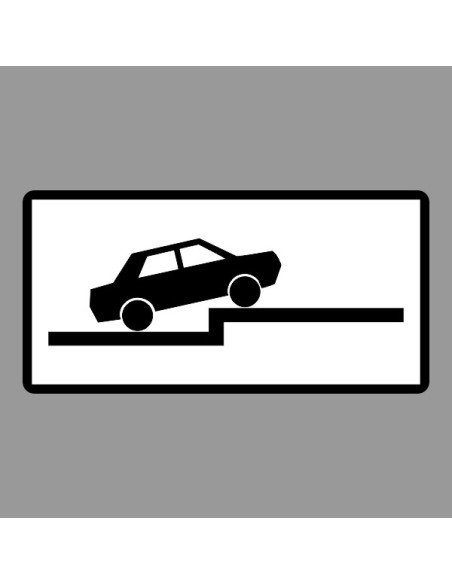 KRESZ tábla, Közúti jelzőtábla - "H" Kiegészítő jelzőtáblák - Járdán Várakozás Keresztben, Félig Felállással (Jobb)