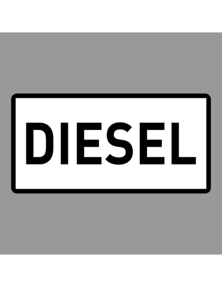 Diesel kiegészítő jelzőtábla fekete-fehér felirattal