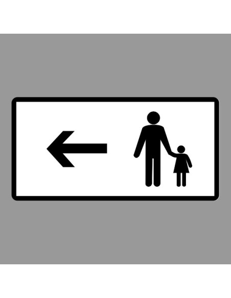 KRESZ tábla, Közúti jelzőtábla - "H" Kiegészítő jelzőtáblák - Gyalogosok Haladási Iránya (Bal)