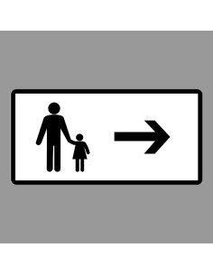 KRESZ tábla, Közúti jelzőtábla - "H" Kiegészítő jelzőtáblák - Gyalogosok Haladási Iránya (Jobb)