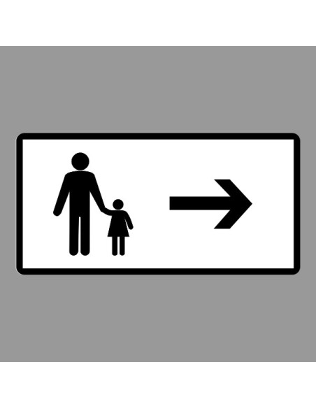 KRESZ tábla, Közúti jelzőtábla - "H" Kiegészítő jelzőtáblák - Gyalogosok Haladási Iránya (Jobb)