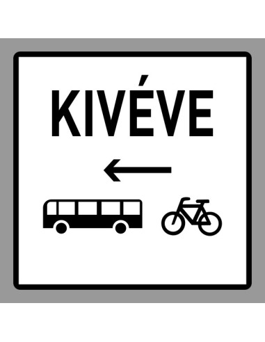Keresztirányban autóbusz és kerékpáros forgalom jobbról kiegészítő jelzőtábla
