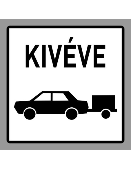 Kivéve utánfutós személygépkocsi kiegészítő jelzőtábla fekete-fehér ikon