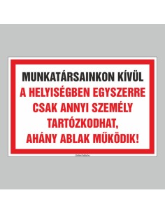 Járványügyi tábla a helyiségben tartózkodók számának korlátozására, piros-fehér színű 2