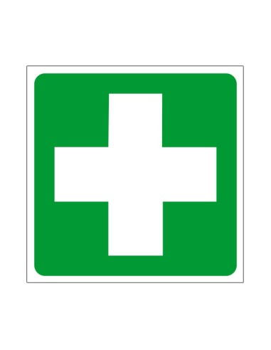 Elsősegély jel zöld alapon fehér kereszt