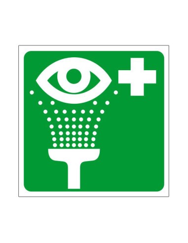 Szemmosó elsősegély jel zöld alapon fehér szimbólummal