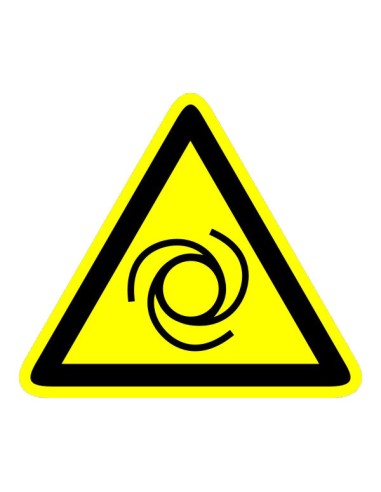 Automatikus működésű berendezés figyelmeztető piktogram sárga háromszögben fekete szimbólummal