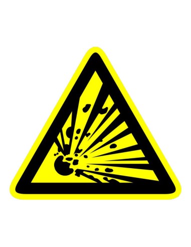 Robbanásveszély piktogram sárga háromszög fekete robbanás szimbólummal