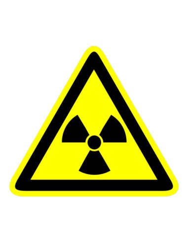 Sugárveszély figyelmeztető piktogram sárga háromszög fekete sugárzás szimbólummal