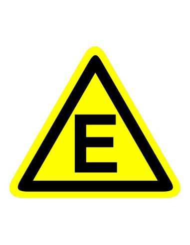 "E" tűzveszélyességi fokozat sárga háromszög piktogram öntapadós vinil