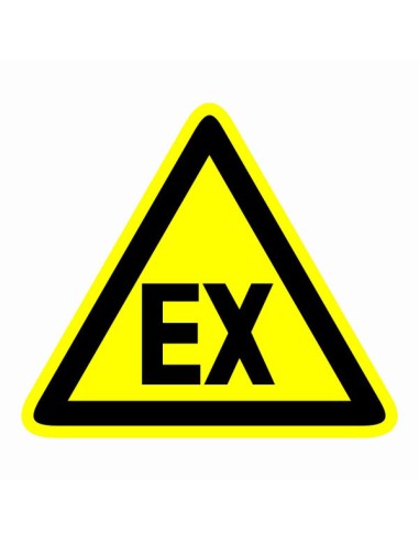 Robbanásveszélyes légkör sárga háromszög piktogram fekete EX betűkkel