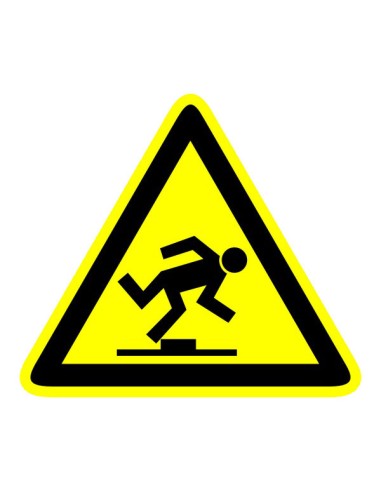 Botlásveszély figyelmeztető piktogram sárga háromszög fekete szimbólummal