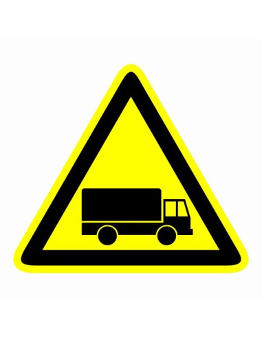 Figyelmeztető piktogram gépjármű forgalom fekete teherautó sárga háromszögben