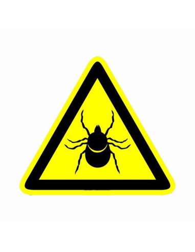 Vigyázz! Kullancsveszély figyelmeztető tábla sárga-fekete színben
