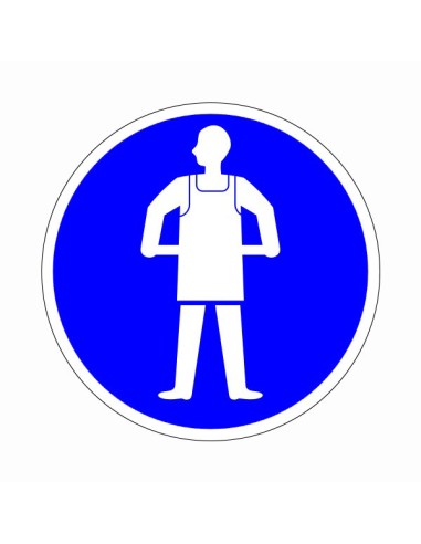 Védőkötény használata kötelező kék alapon fehér piktogram