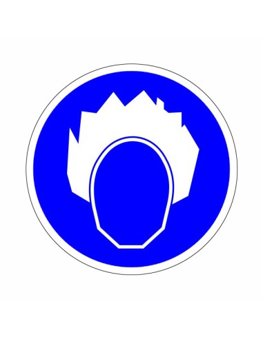 Fejkendő használata kötelező kék kör alakú piktogram öntapadós vinil anyagon