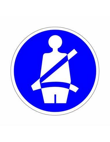 Biztonsági öv használatát jelző kék-fehér piktogram öntapadós vinil anyagon