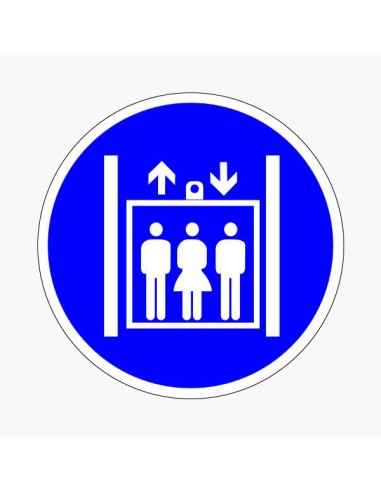 Személyfelvonó piktogram kék körben, fehér szimbólummal